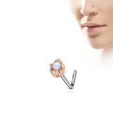 Tear Drop Opal Top Surgical Steel L Bend Nose Stud Rings