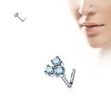 Three CZ Top Surgical Steel L Bend Nose Stud Rings