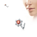 Flower CZ Top Surgical Steel L Bend Nose Stud Rings
