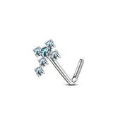 CZ Cross 316L Surgical Steel L Bend Nose Stud Rings