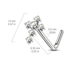CZ Cross 316L Surgical Steel L Bend Nose Stud Rings