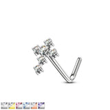 CZ Cross 316L Surgical Steel L Bend Nose Stud Rings