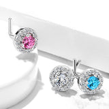 Double Tiered Round CZ Top Surgical Steel L Bend Nose Stud Rings