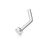 5 Pc Clear 2mm Prong Set CZ Top Surgical Steel L Bend Nose Ring Pack
