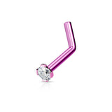 2mm CZ Top Titanium IP 316L Surgical Steel L-Bend Nose Ring
