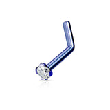 2mm CZ Top Titanium IP 316L Surgical Steel L-Bend Nose Ring