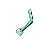 2mm CZ Top Titanium IP 316L Surgical Steel L-Bend Nose Ring