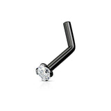 2mm CZ Top Titanium IP 316L Surgical Steel L-Bend Nose Ring