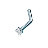 2mm CZ Top Titanium IP 316L Surgical Steel L-Bend Nose Ring