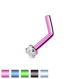 2mm CZ Top Titanium IP 316L Surgical Steel L-Bend Nose Ring