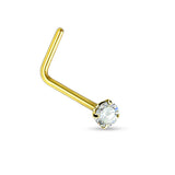 2mm CZ Top 316L Surgical Steel L-Bend Nose Ring