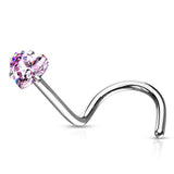 3 mm Prong Set Heart Shape CZ Gold Rose Gold Black Nose Screw Rings