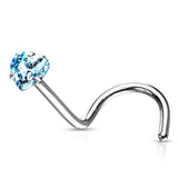 3 mm Prong Set Heart Shape CZ Gold Rose Gold Black Nose Screw Rings