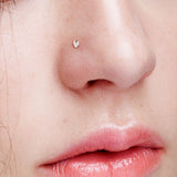 3 mm Prong Set Heart Shape CZ Gold Rose Gold Black Nose Screw Rings