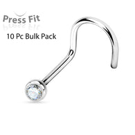 10 Pc Value Pack Of 2mm Clear CZ Ball Surgical Steel Nose Screws Rings