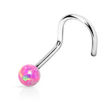 2 MM Opal Stone Top Surgical Steel Nose Screw Stud Rings