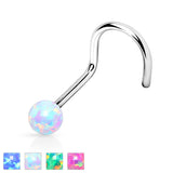 2 MM Opal Stone Top Surgical Steel Nose Screw Stud Rings
