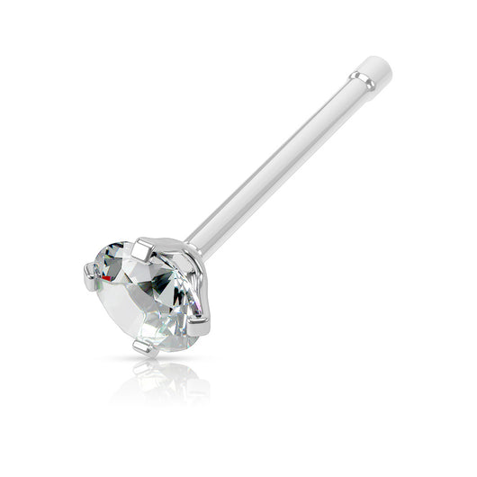 Clear 3mm Prong Set CZ Ball Surgical Steel Nose Bone Stud