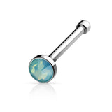 Flat Top Opalite Stone Press Fit 316L Surgical Steel Nose Bone