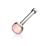 Flat Top Opalite Stone Press Fit 316L Surgical Steel Nose Bone