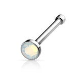 Flat Top Opalite Stone Press Fit 316L Surgical Steel Nose Bone