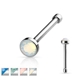 Flat Top Opalite Stone Press Fit 316L Surgical Steel Nose Bone