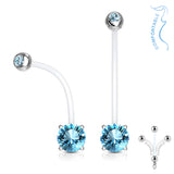 Double CZ Prong Set CZ Pregnancy Bio Flex Barbell Navel Belly Button Ring