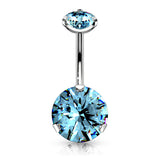 Prong Set Round CZ & Internally Threaded Belly Button Navel Rings