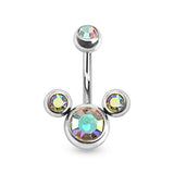 Triple Bubble CZ Surgical Steel Belly Button Navel Rings