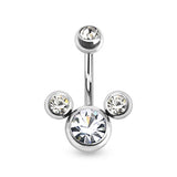 Triple Bubble CZ Surgical Steel Belly Button Navel Rings