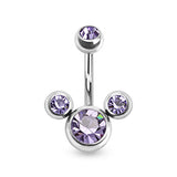Triple Bubble CZ Surgical Steel Belly Button Navel Rings