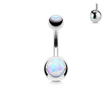 Double Opal Set 316L Surgical Steel Navel Belly Button Ring