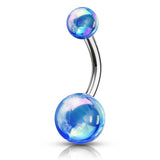 Metallic AB Coating Balls Over Surgical Steel Belly Button Navel Rings