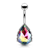 AB Effect Tear Drop CZ Surgical Steel Belly Button Navel Rings