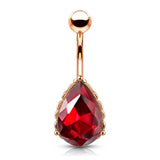 AB Effect Tear Drop CZ Rose Gold Belly Button Navel Rings