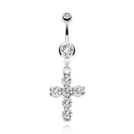 Multi CZ Cross Dangle Belly Button Navel Rings