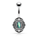 Vintage Tribal Opal Surgical Steel Belly Button Navel Rings