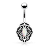 Vintage Tribal Opal Surgical Steel Belly Button Navel Rings