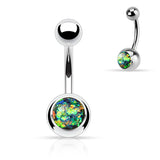 Opal Glitter Top 316L Surgical Steel Navel Belly Button Ring