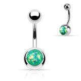 Opal Glitter Top 316L Surgical Steel Navel Belly Button Ring