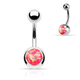 Opal Glitter Top 316L Surgical Steel Navel Belly Button Ring