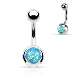 Opal Glitter Top 316L Surgical Steel Navel Belly Button Ring