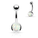 Opal Glitter Top 316L Surgical Steel Navel Belly Button Ring