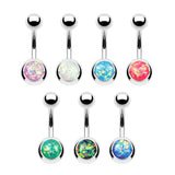 Opal Glitter Top 316L Surgical Steel Navel Belly Button Ring