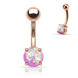 Opal Glitter Prong Set Rose Gold Plated Belly Button Navel Rings