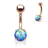 Opal Glitter Prong Set Rose Gold Plated Belly Button Navel Rings