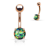 Opal Glitter Prong Set Rose Gold Plated Belly Button Navel Rings