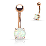 Opal Glitter Prong Set Rose Gold Plated Belly Button Navel Rings