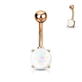 Opal Glitter Prong Set Rose Gold Plated Belly Button Navel Rings