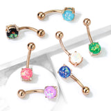 Opal Glitter Prong Set Rose Gold Plated Belly Button Navel Rings